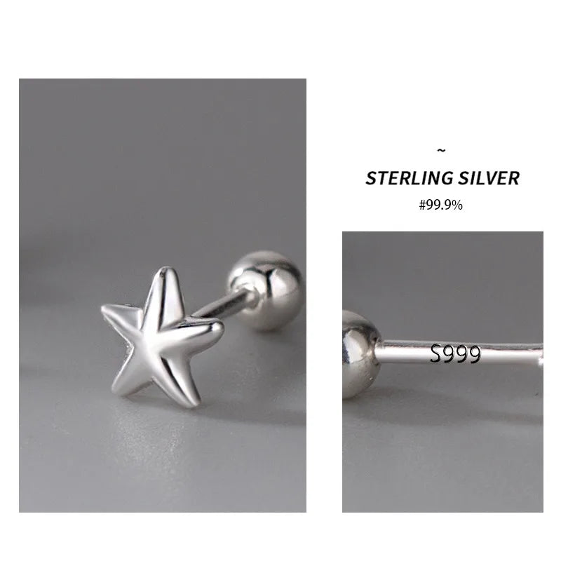 925 Sterling Silver Star Stud Earrings | Screw-Back Earrings for Girls, Teens & Women | Simple Everyday Jewellery!