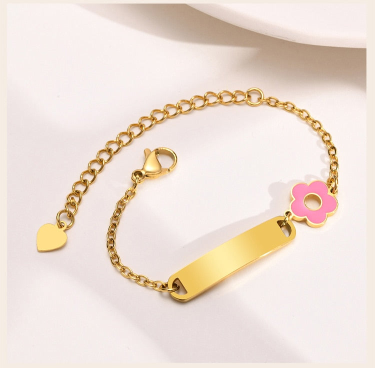 Blossoms of Love: Engravable Baby Bracelet - Personalized Gift for Girls and Boys - Ideal for Birthdays and Christenings! - Kids Jewellery Shop