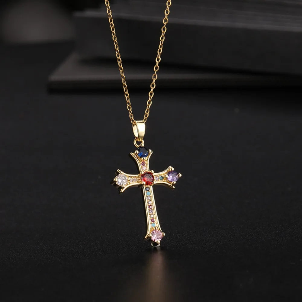 Simple CZ Studded Unisex Cross Necklace – Elegant Everyday Pendant for Boys & Girls | Versatile Sparkling Faith Jewellery Gift!