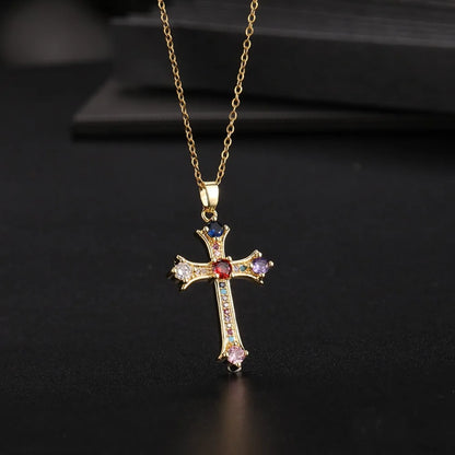 Simple CZ Studded Unisex Cross Necklace – Elegant Everyday Pendant for Boys & Girls | Versatile Sparkling Faith Jewellery Gift!