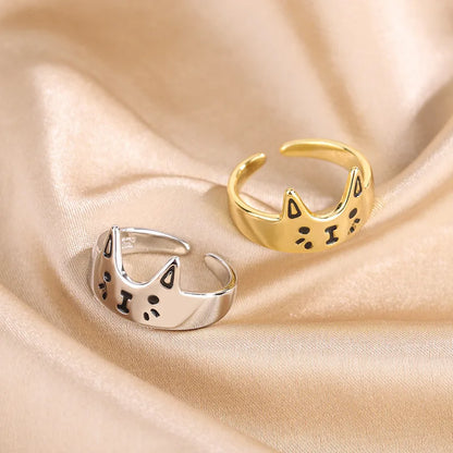 Vintage Cat Open Ring for Teen Girls & Boys | Cute Animal Finger Ring Fashion Jewellery Gift!