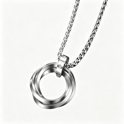 Titanium Steel Three Interlocking Rings Pendant Necklace | Hip-Hop Personality Necklace | Trendy Boys & Teens Fashion Jewellery!