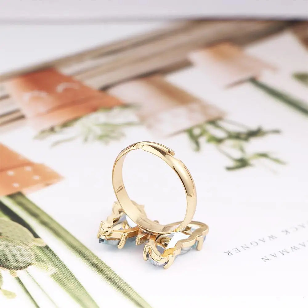 Crystal Butterfly Open Ring for Girls – Adjustable Fashion Finger Ring, Cute Sparkling Jewellery Accessory!