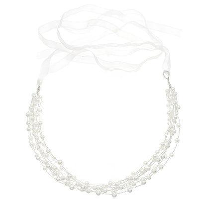👑 Elegant Pearl & Ribbon Hairband – Imitation Pearl Braid Accessory for Baptism, Confirmation, Flower Girls | Premium Braided Headband for Girls 💒