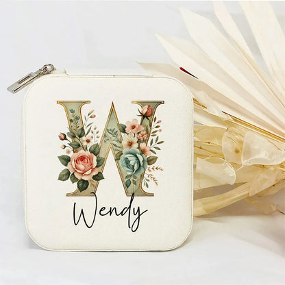 Personalised Initial Letter Jewellery Box | Portable Zipper Travel Jewellery Case | Custom Gift for Girls, Bridesmaids & Birthdays!