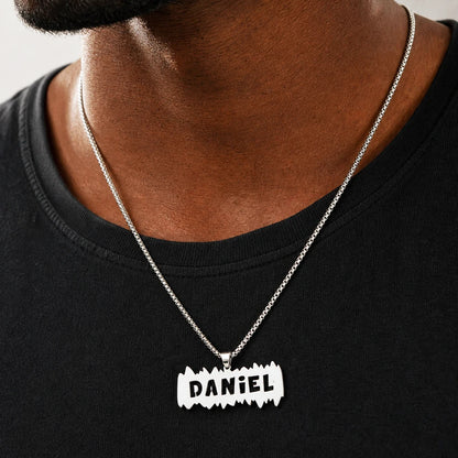 Personalised Stainless Steel Nameplate Necklace | Hip-Hop Jewellery for Boys | Birthday Gift!