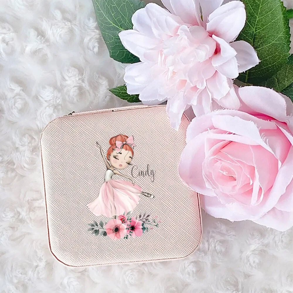 🩰 Handmade Personalized Ballerina Jewellery Travel Case. Custom Name Jewellery Organizer | Portable Storage Box | Perfect Birthday Gift for Girls