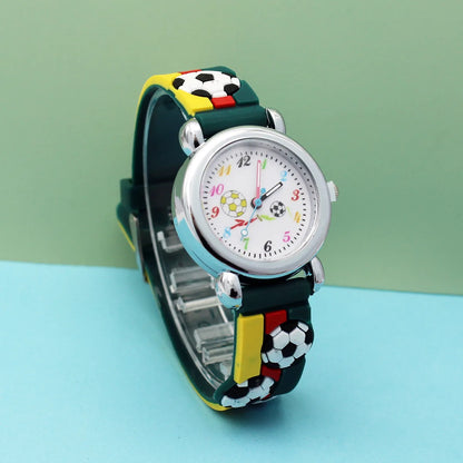 Cute Colorful Football Watch for Boys & Girls – Waterproof, Quartz Movement, Silicone Strap, Ideal Gift for Children!