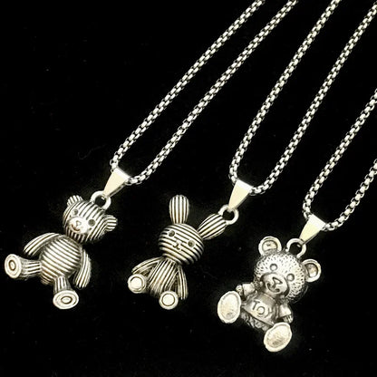 Embrace Playful Style: Cute Rabbit Bear Pendant Necklace! Perfect for Boys and Girls!