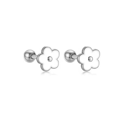 925 Sterling Silver Flower Screw Back Stud Earrings for Girls – Hypoallergenic Piercing Jewelry Gift | Simple & Elegant Kids Earrings 🌟