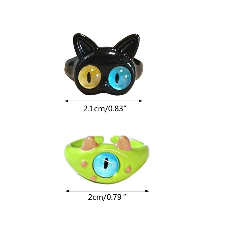 Children’s Lightweight Open Resin Animal Finger Rings – Handmade Cute Cat Ring for Girls, Teens & Women!