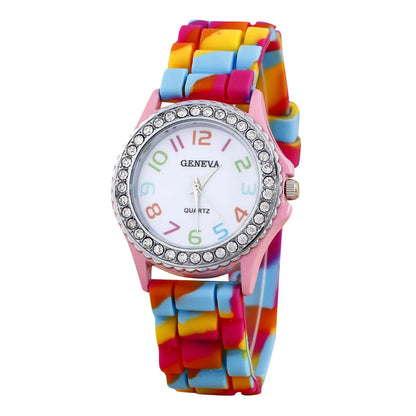 Girls’ Camouflage Bling Quartz Watch| Cool Casual Silicone Wristwatch for Teens & Kids