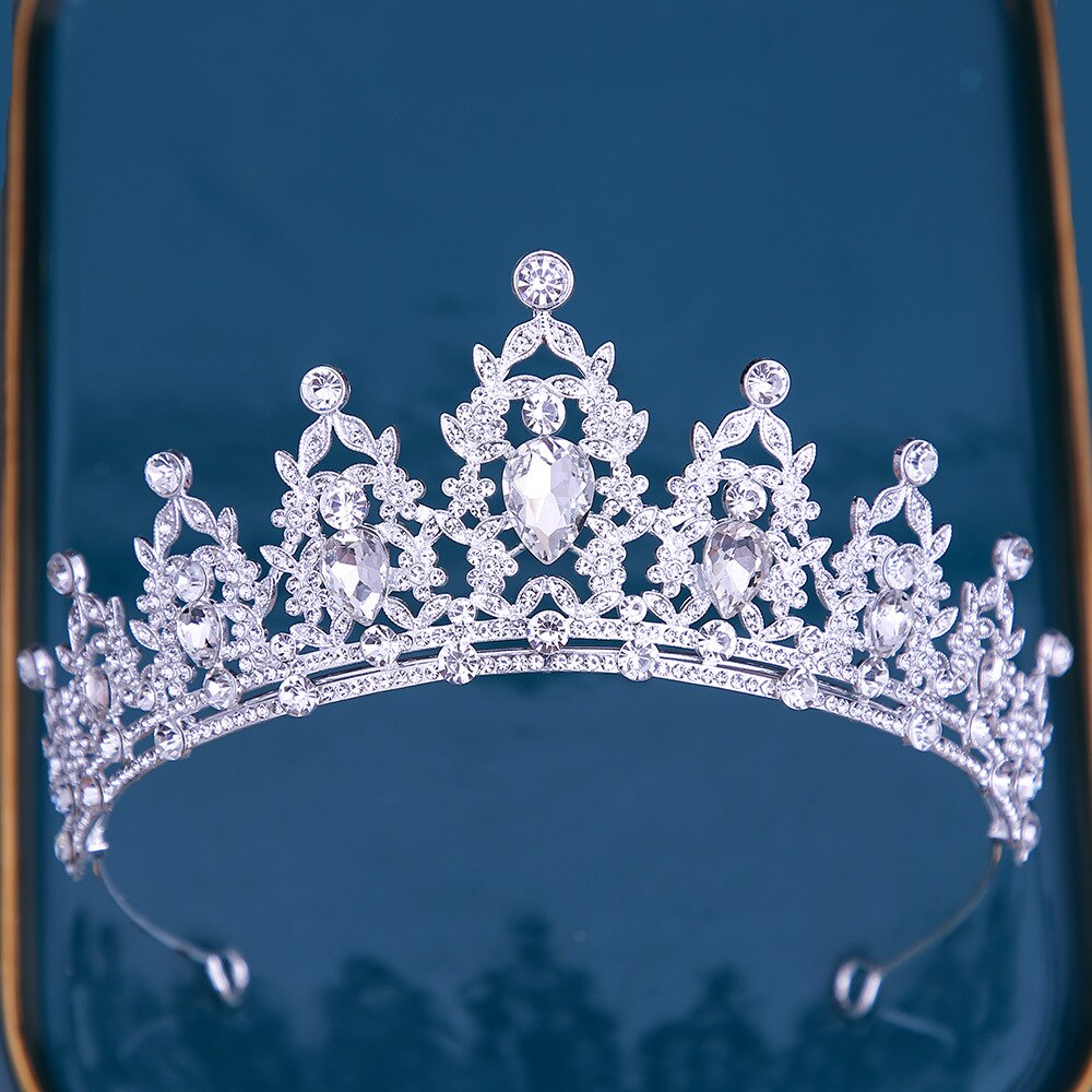 Radiate Beauty with our Crystal Tiara Gold Diadem - Perfect Pageant Tiaras and Bridesmaid Hair Accessories for Exquisite Headpieces!