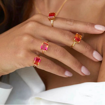 Adjustable Crystal Gold Ring for Teen Girls | Simple Fashion Party Jewellery | Elegant Gift for Girls!