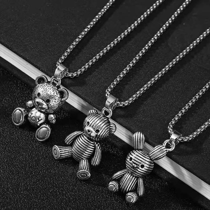 Embrace Playful Style: Cute Rabbit Bear Pendant Necklace! Perfect for Boys and Girls!