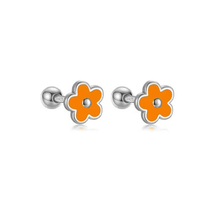 925 Sterling Silver Flower Screw Back Stud Earrings for Girls – Hypoallergenic Piercing Jewelry Gift | Simple & Elegant Kids Earrings 🌟
