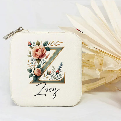 Personalised Initial Letter Jewellery Box | Portable Zipper Travel Jewellery Case | Custom Gift for Girls, Bridesmaids & Birthdays!