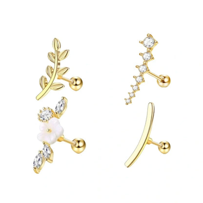 ✨ 4/6/8Pcs Screw Back Stud Earrings – Cubic Zirconia Piercing Jewelry | Hypoallergenic & Secure 💎