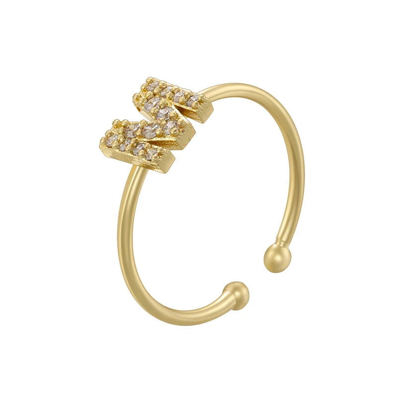 A-Z Initial Letter Zircon Ring for Boys & Girls | Adjustable Gold Alphabet Ring | Unisex Kids & Teen Jewellery Gift!