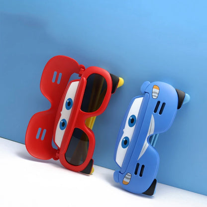Cartoon Cars Party Kids Sunglasses – UV400 Polarized Flip-Cover Goggles for Children | Soft Protective Eyewear Gift!