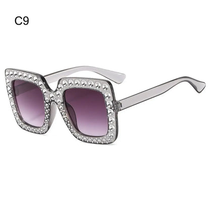 🌈 Sparkling Princess Kids Sunglasses – Oversized Rhinestone Shades with UV400 Protection | Colorful Square Sunglasses for Girls!