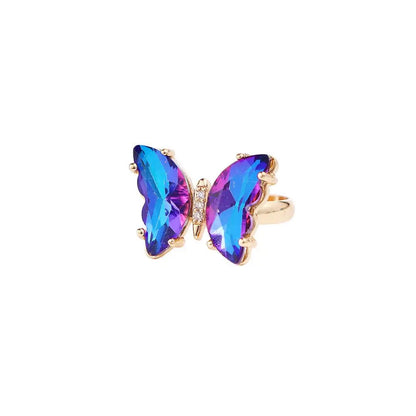 Crystal Butterfly Open Ring for Girls – Adjustable Fashion Finger Ring, Cute Sparkling Jewellery Accessory!