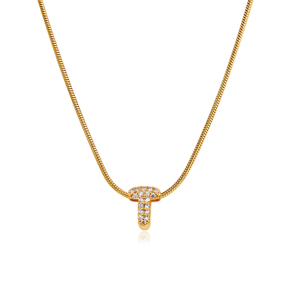 Small Initial Letter Pendant Necklace | Unisex Zircon Alphabet Necklace Jewellery!