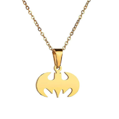 Smooth Customisable Stainless Steel Bat Pendant Necklace for Boys, Teens & Men – Super Hero Fans Jewellery Gift!