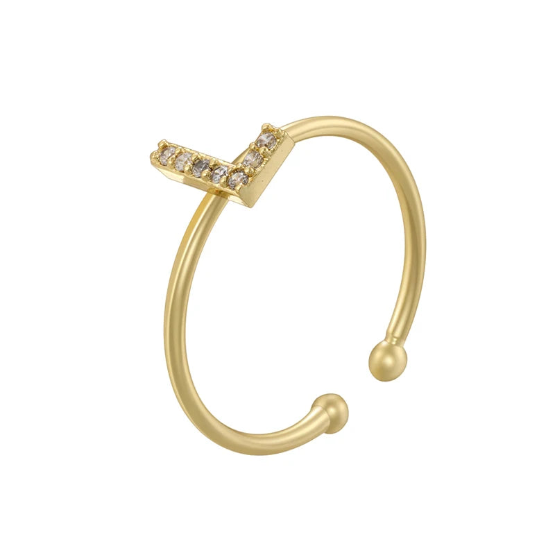 A-Z Initial Letter Zircon Ring for Boys & Girls | Adjustable Gold Alphabet Ring | Unisex Kids & Teen Jewellery Gift!