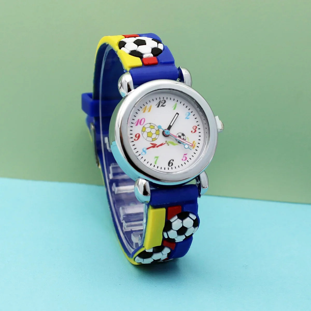 Cute Colorful Football Watch for Boys & Girls – Waterproof, Quartz Movement, Silicone Strap, Ideal Gift for Children!