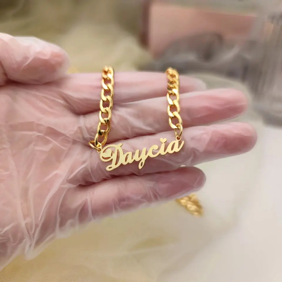 Personalised Gold Plated Name Necklace | Stainless Steel 5mm Cuban Chain Pendant | Birthday & Special Occasion Gift!