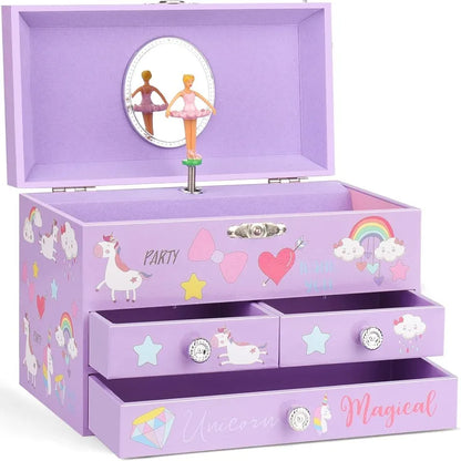 Dreamy Unicorn Castle Ballet Music Jewelry Storage Box | Hand-Cranked Gift for Girls!