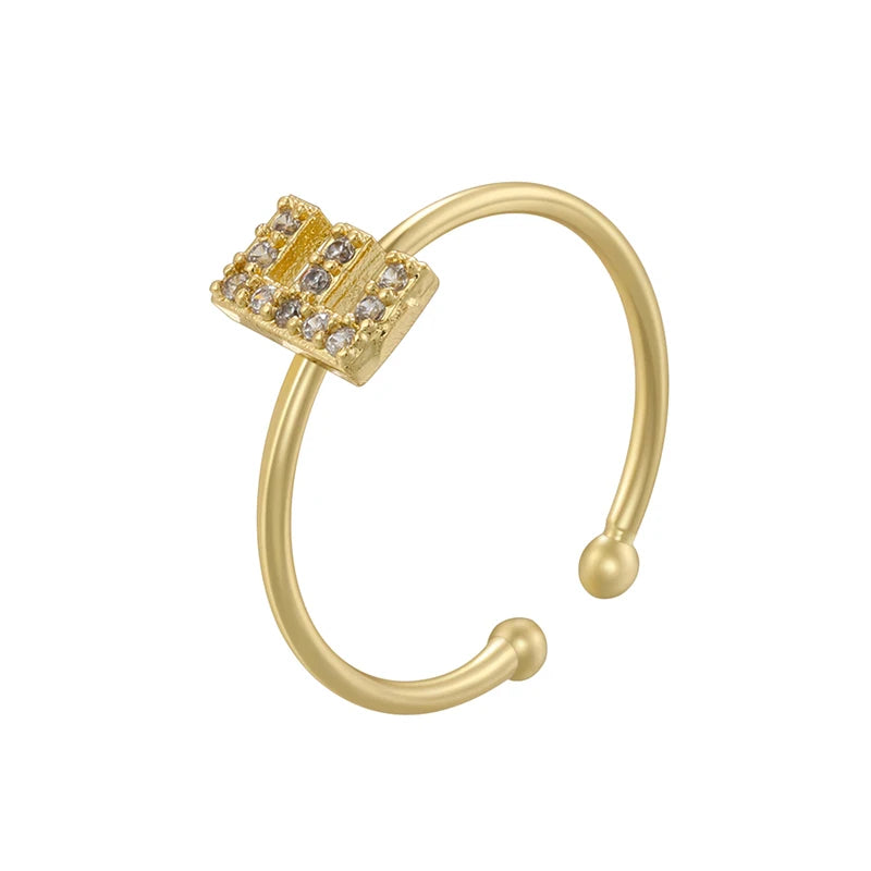 A-Z Initial Letter Zircon Ring for Boys & Girls | Adjustable Gold Alphabet Ring | Unisex Kids & Teen Jewellery Gift!