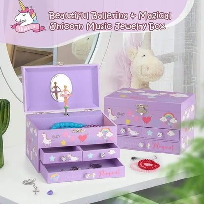 Dreamy Unicorn Castle Ballet Music Jewelry Storage Box | Hand-Cranked Gift for Girls!