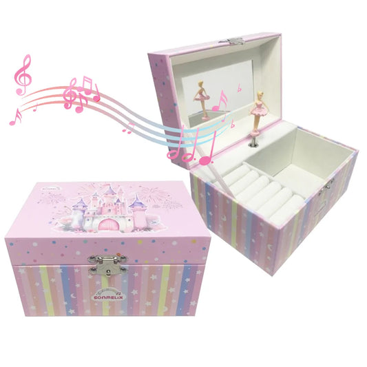 Pink Castle Musical Jewelry Box for Girls 💕 | Twirling Ballerina + Swan Lake Tune | Hand-Cranked Princess Jewelry Organizer Gift 🎁