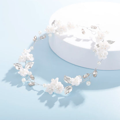 Handmade Floral Rhinestone and Pearl Communion Headpiece | Flower Girl, Baptism & Bridesmaid Hair Accessory