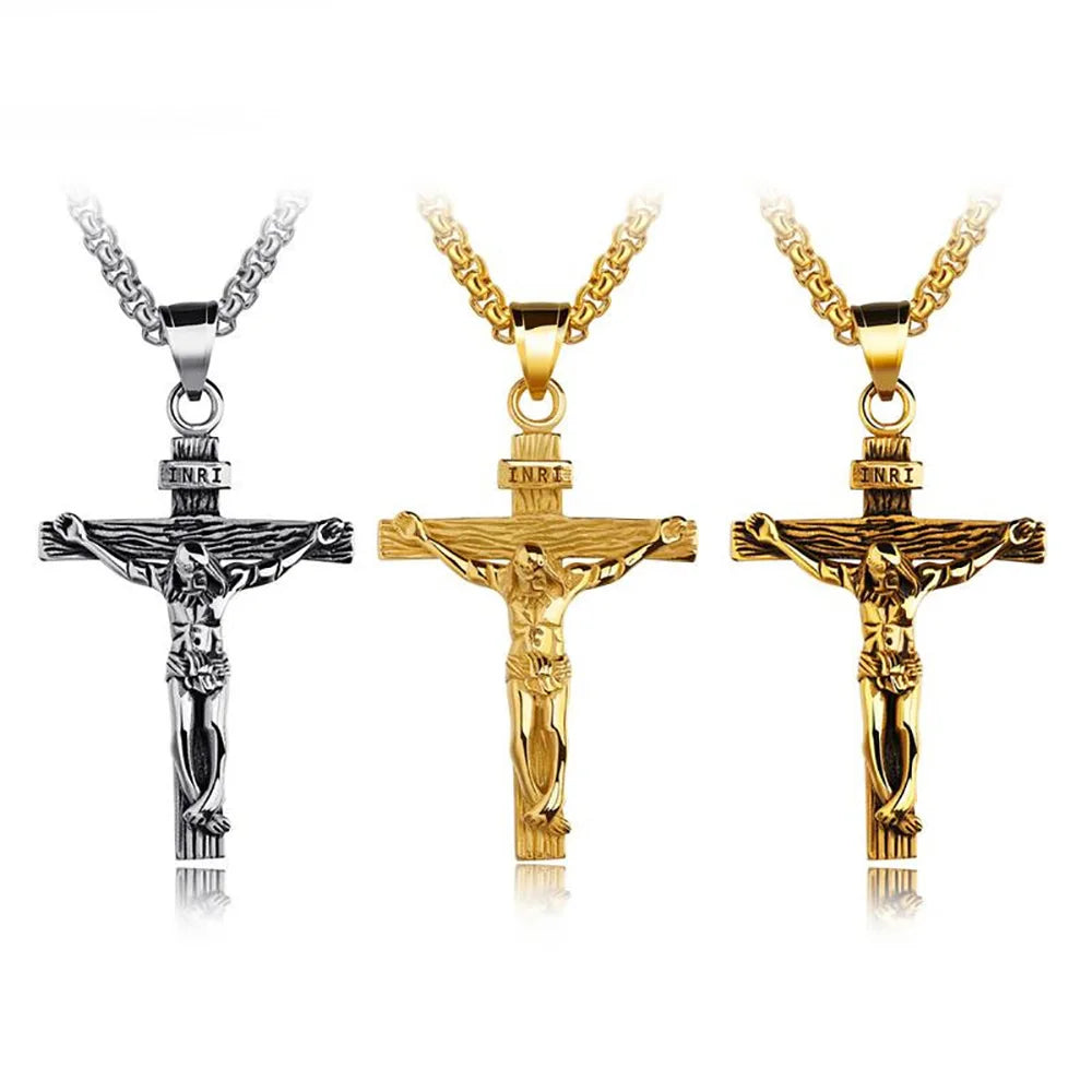 Trendy 18K Gold Plated Crucifix Cross Pendant Necklace for Boys & Girls | Religious Jewellery Gift for Kids