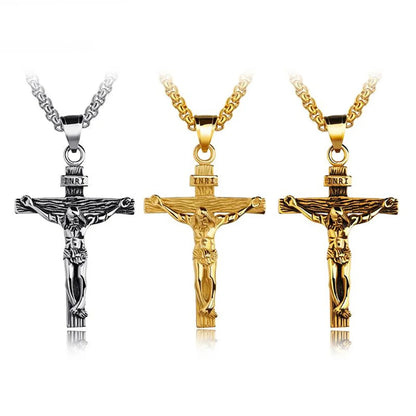 Trendy 18K Gold Plated Crucifix Cross Pendant Necklace for Boys & Girls | Religious Jewellery Gift for Kids
