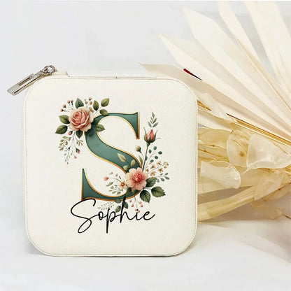 Personalised Initial Letter Jewellery Box | Portable Zipper Travel Jewellery Case | Custom Gift for Girls, Bridesmaids & Birthdays!