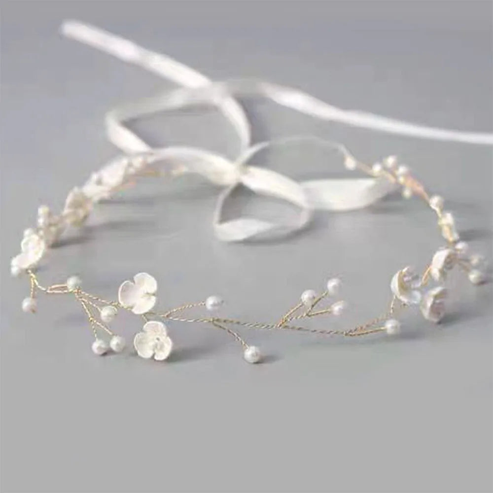 Flower Pearl Wreath Headband | Elegant Garland Hair Vine for Girls, Teens & Women | Bridesmaid, Baptism & Confirmation Hair Accessory!