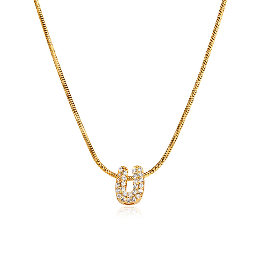Small Initial Letter Pendant Necklace | Unisex Zircon Alphabet Necklace Jewellery!