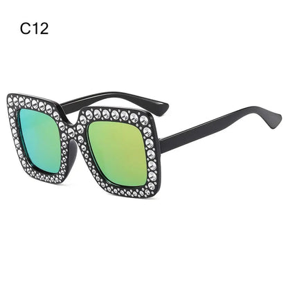 🌈 Sparkling Princess Kids Sunglasses – Oversized Rhinestone Shades with UV400 Protection | Colorful Square Sunglasses for Girls!