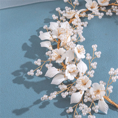 Luxury Pearl Flower Headband for Girls & Women – Handmade Floral Wedding Hair Accessory | Elegant Bridal, Party & Festival Headpiece!