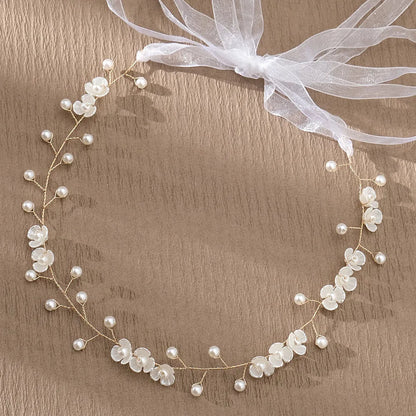 Flower Pearl Wreath Headband | Elegant Garland Hair Vine for Girls, Teens & Women | Bridesmaid, Baptism & Confirmation Hair Accessory!