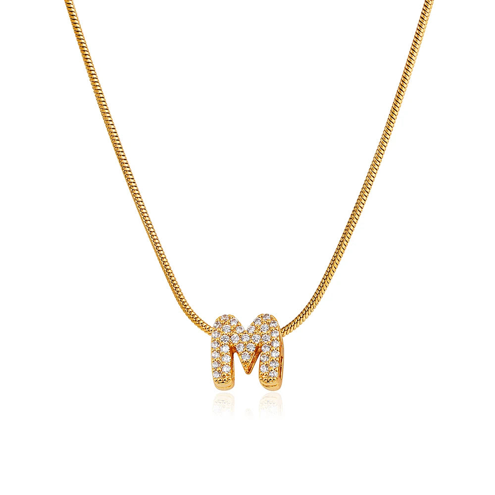Small Initial Letter Pendant Necklace | Unisex Zircon Alphabet Necklace Jewellery!