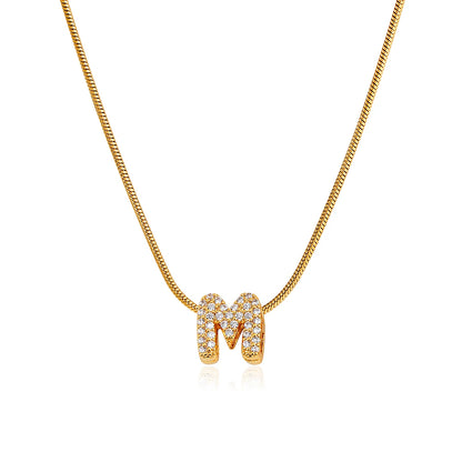 Small Initial Letter Pendant Necklace | Unisex Zircon Alphabet Necklace Jewellery!
