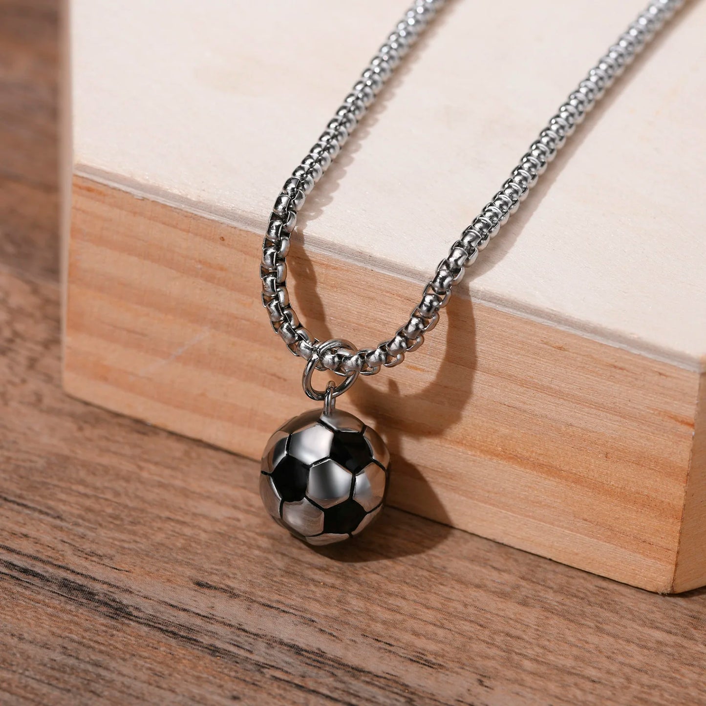 Solid Stainless Steel 3D Football Pendant Necklace for Boys | Soccer Sports Jewellery Birthday Gift!