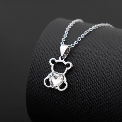 🐻 Cartoon Bear Crystal Pendant Necklace – Retro Fashion Jewelry for Boys & Girls | Cute Kids Gift 🎁 | Vintage Aesthetic Charm ✨