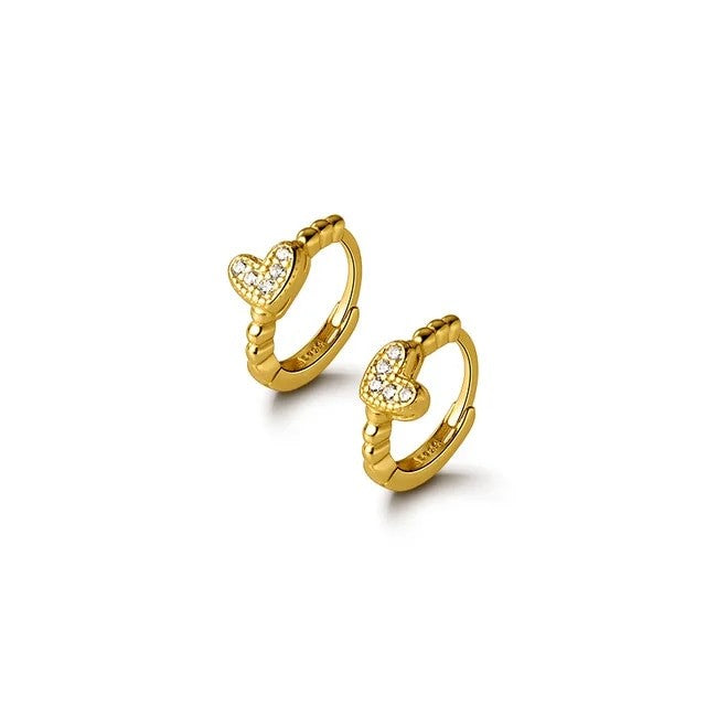 Heartfelt Elegance: Real 925 Sterling Silver and Zircon Heart Hoop Earrings - A Perfect Gift for Girls, Teens, and Women! - Kids Jewellery Shop