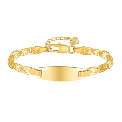 Premium stainless steel baby name bracelet with polished finish.